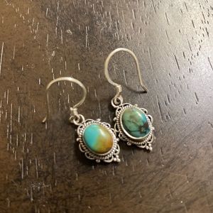 Turquoise sterling Silver Pierced Dangle Earrings